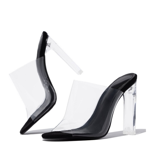 NEW🔥 Transparent Open Toe Clear Heel Slide Sandal - Picture 2 of 6